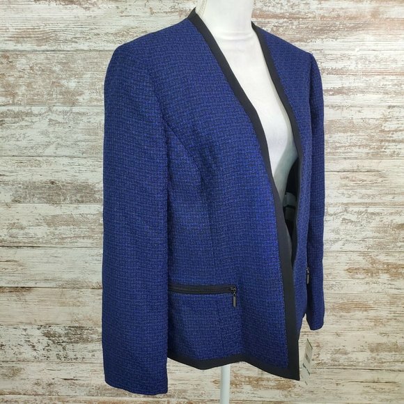 LE SUIT Sapphire Black Open Front Suit Jacket 16 - Picture 1 of 7